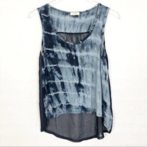 E & M by Anthropologie | Women's Blue Scoop Neck Sheer Blouse Top Size Small